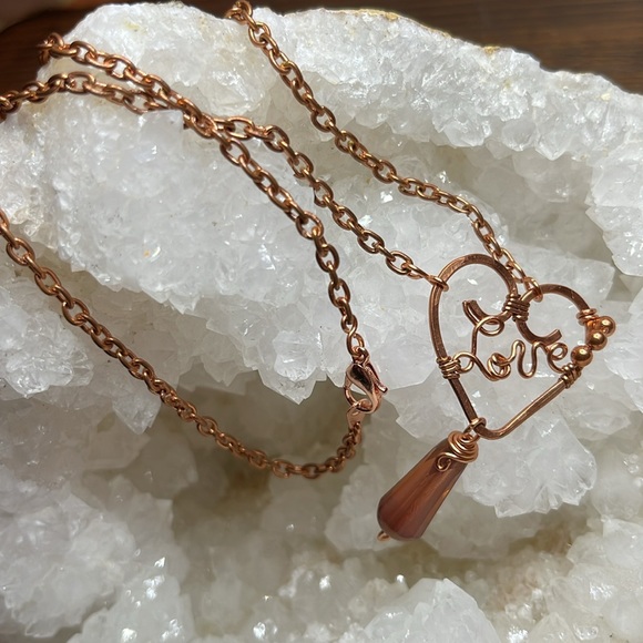 Handmade wire wrapped copper love necklace 💕 - Picture 3 of 9